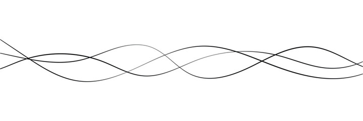 Abstract Wavy Line. Wavy line horizontal divider outline minimalist art. Thin line wavy abstract vector. Curve wave seamless pattern. Line art striped graphic template. On white background in eps 10.