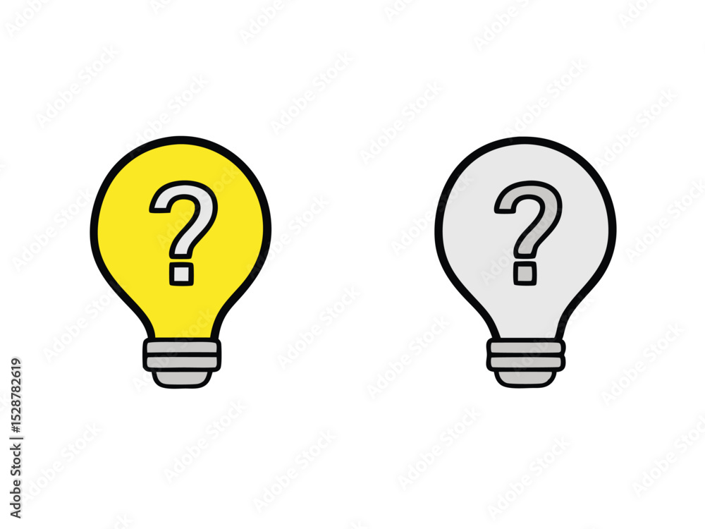Aufkleber question mark symbol inside light bulb graphic representing creative ideas and problem solving on wh