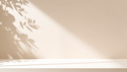 Soft shadows on a beige wall, minimal light play background, modern aesthetic