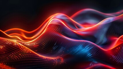 Obraz premium Mesmerizing abstract illustration of fiber optic cables with light dots and digital network patterns