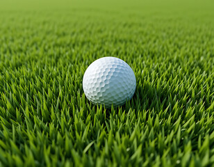 Realistic 3D Golf Ball on Green Grass