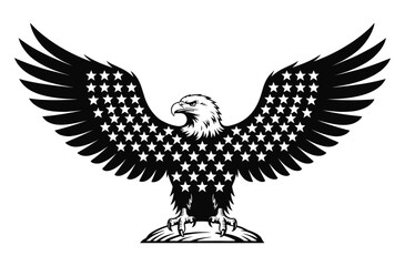 Fototapeta premium USA Flag and Bald Eagle Vector – 4th of July T-Shirt Design Element