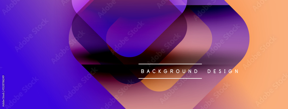 Aufkleber Abstract fluid shapes blend purple, orange hues. Modern design features text background design. Gradient colors create dynamic visual effect.