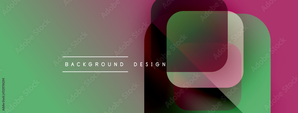Poster Abstract geometric shapes, vibrant colors, gradient background. Modern design elements create dynamic visual composition.