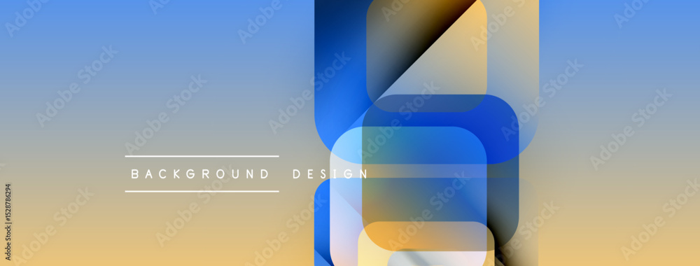 Leinwandbilder Abstract geometric shapes overlap, creating dynamic visual effect. Gradient colors blend from blue to gold tones. Minimalist design.