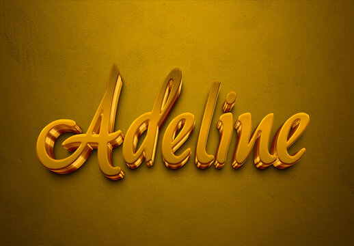 Golden 3D editable text effect of French name Adeline.