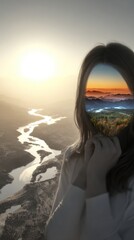 Woman with landscape in her face