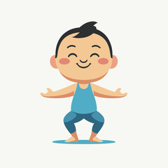Obraz premium Cartoon Baby Doing Yoga Pose Illustration