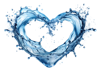 water splash in heart shape clipart png image on transparent background