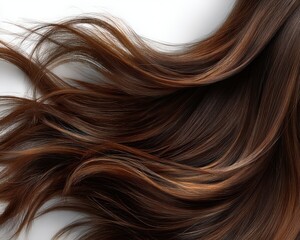 Fototapeta premium Beautiful flowing hair showcasing rich chocolate and caramel tones.