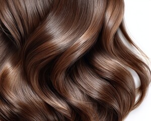 Fototapeta premium Beautiful wavy brown hair showcasing smooth texture and shine.