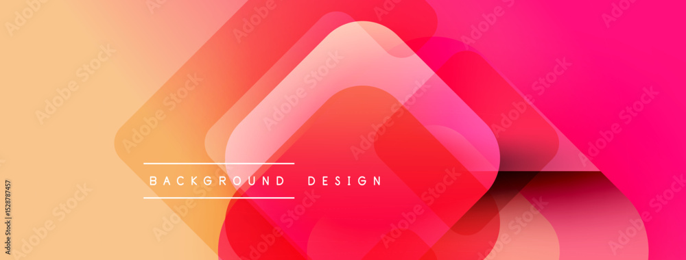 Poster Abstract gradient background. Overlapping squares create dynamic visual effect. Warm colors dominate composition, offering modern aesthetic.