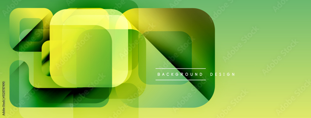 Poster Abstract geometric shapes overlap, creating vibrant green design. Modern background with subtle gradients, clean aesthetic.