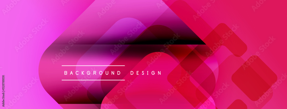 Leinwandbilder Abstract pink background. Overlapping shapes create modern design. Gradient colors, smooth transitions, simple text element present.