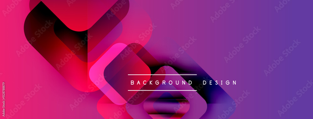 Aufkleber Abstract vibrant design features overlapping shapes, gradients. Pink, purple hues create modern visual impact. Text reads background design.