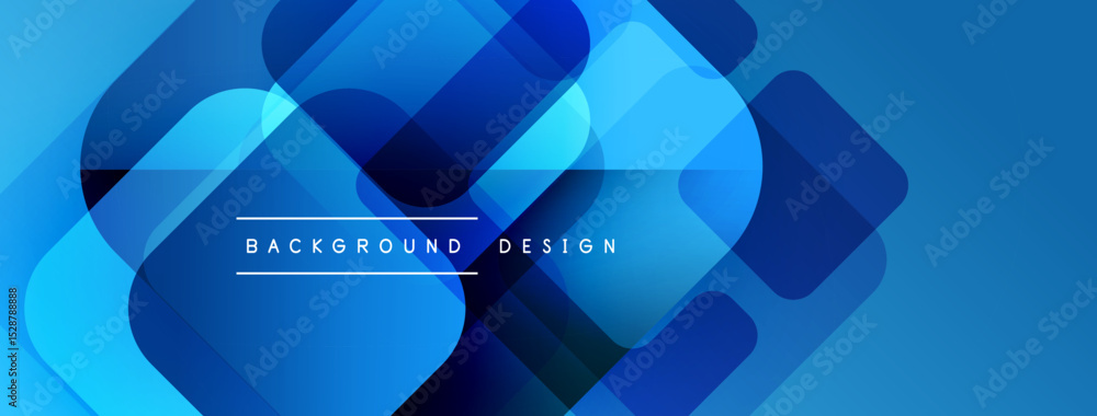 Leinwandbilder Abstract blue shapes overlap, creating dynamic modern background. Text reads background design. Gradient effect adds depth, visual interest.