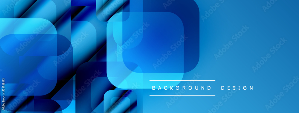 Leinwandbilder Abstract blue shapes overlap creating dynamic modern background. Smooth gradients suggest depth, texture. Minimal text present.