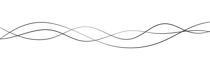 Abstract Wavy Line. Wavy line horizontal divider outline minimalist art. Thin line wavy abstract vector. Curve wave seamless pattern. Line art striped graphic template. On white background in eps 10.