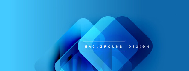 Abstract blue shapes overlap, creating dynamic visual effect. Modern design elements suggest technology, innovation. Text reads background design.