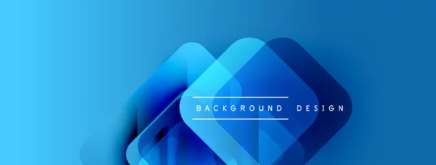 Gordijnen Abstract blue shapes overlap, creating dynamic visual effect. Modern design elements suggest technology, innovation. Text reads background design. © antishock