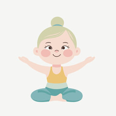 Obraz premium Cartoon Girl Practicing Yoga and Meditation