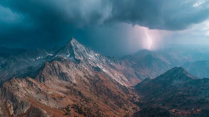Fototapeta premium Aerial Storm Over Mountain Range/山脈の嵐の空撮6