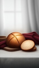 Still life of bread on a table