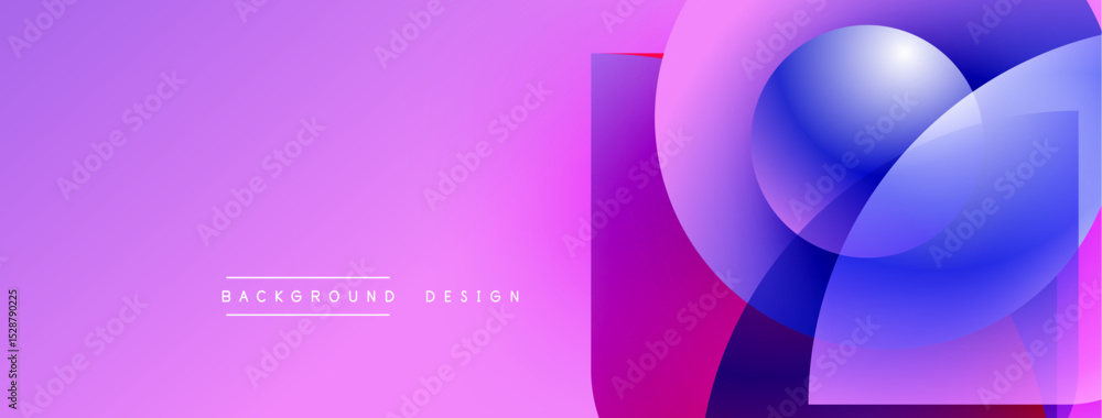 Poster Abstract gradient background. Pink, purple hues blend smoothly. Overlapping circles create dynamic visual effect. Minimalist design elements present.