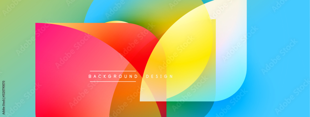 Poster Abstract colorful shapes overlap. Vibrant gradients create dynamic visual effect. Modern design elements suggest creativity, energy.