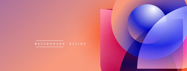 Abstract gradient background. Overlapping shapes create dynamic visual effect. Modern design elements suggest innovation, fluidity.