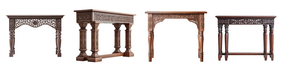 Obraz premium Antique carved wooden furniture with intricate traditional designs