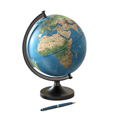 Detailed World Globe with Meridian: Geography Education Resource