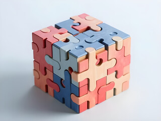 Naklejka premium 3d render of a red puzzle
