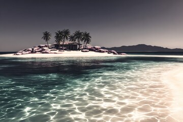 Tropical island hut
