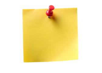 yellow sticky note pinned clipart png image on transparent background