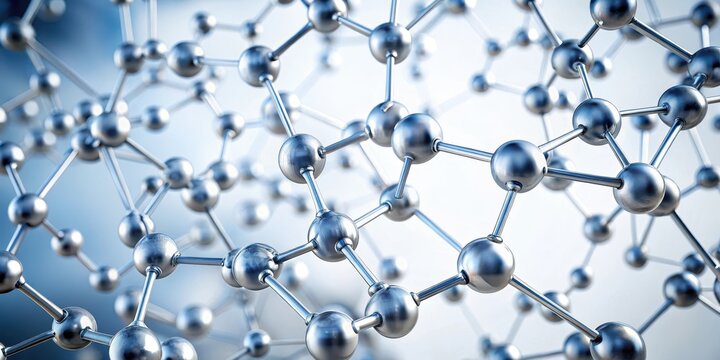 Abstract Metallic Molecular Structure A Complex Network of Interconnected Spheres and Rods Representing Atomic Bonds