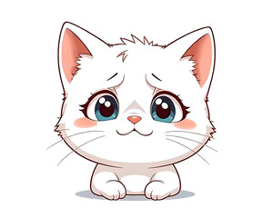 Adorable White Kitten Illustration Cute, Fluffy, and Sweet Cartoon Character Design
