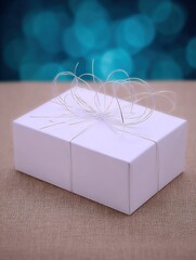 White gift box with light-colored ribbon
