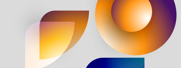 Fototapeta premium Abstract shapes overlap, creating vibrant gradients. Warm colors dominate, suggesting energy, movement, design elements. Minimalist composition.