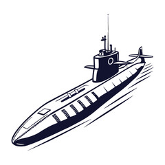 silhouette submarine on white background
