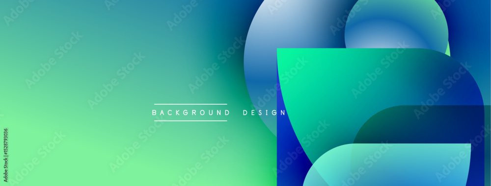 Aufkleber Abstract gradient background. Blue, green hues blend smoothly. Modern design elements create dynamic visual effect. Text reads background design.