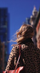 Woman walking city streets