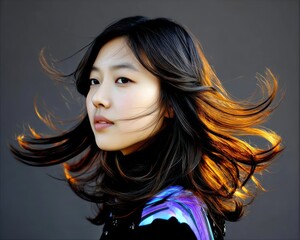 Woman with flowing hair (1)