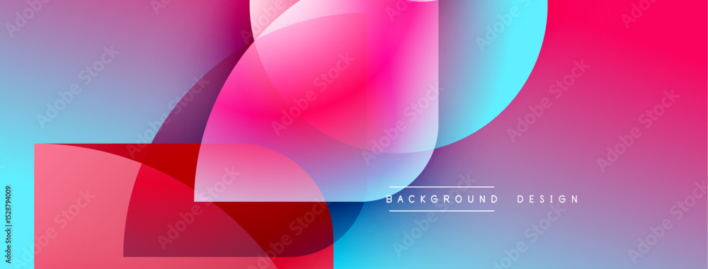 Aufkleber Abstract vibrant shapes overlap. Gradient colors blend, creating modern design. Soft curves dominate composition. Minimal text present.