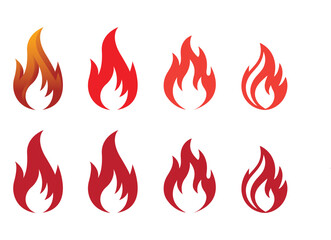 set of fire flames icons vector illustration