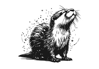 Otter hand drawn sketch vector illustration