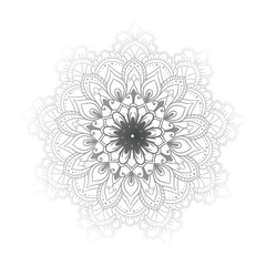 Decorative gray mandala on white background