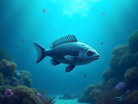 fish in the ocean, fish, underwater, underwater wallpaper, wallpaper hd wallpaper, fish,. AI-Generated