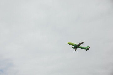 A passenger plane lands at the airport