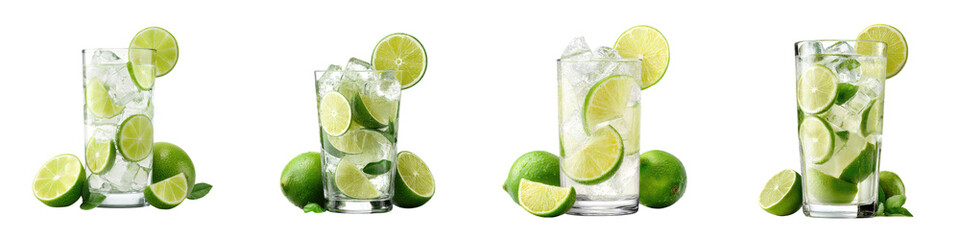 Refreshing glasses of cold fresh citrus drinks